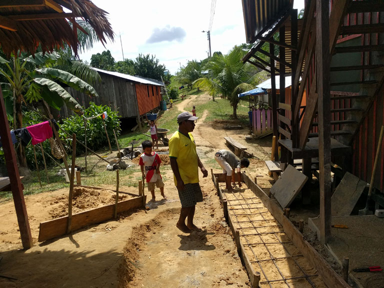 constructing a concrete walkway