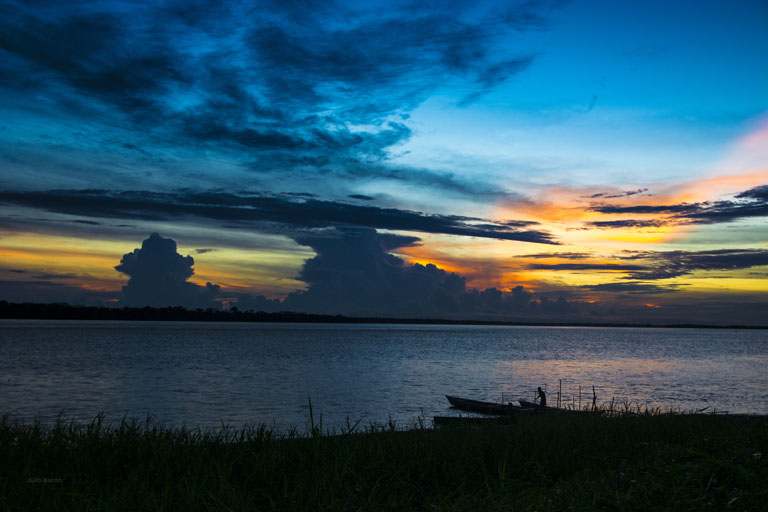 sunset over the Amazon River